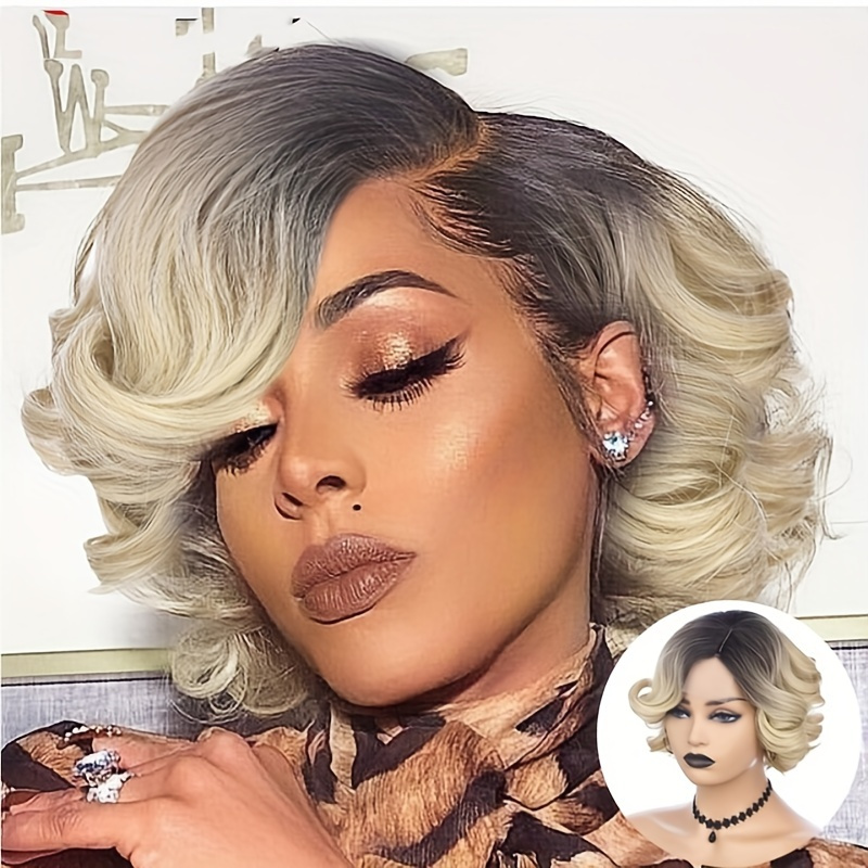 T Part Lace Front Wigs Short Curly Bob Wigs Side Part Bob Temu