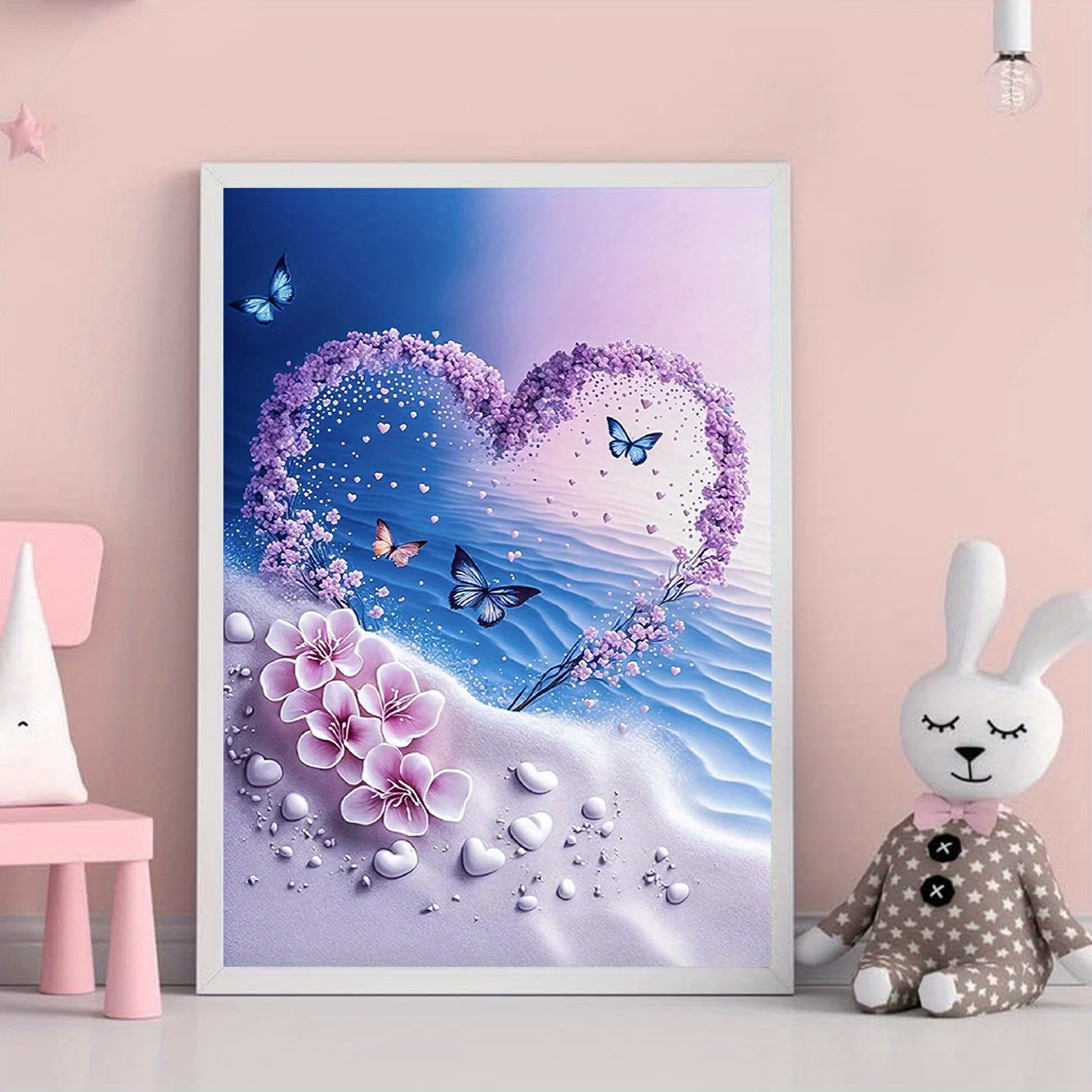 Heart-shaped Floral Pattern Artificial Diamond Painting Kit For Beginner,  Special Shape Crystal Diamond Partial Diamond Painting Kit, DIY 5D Diamond A
