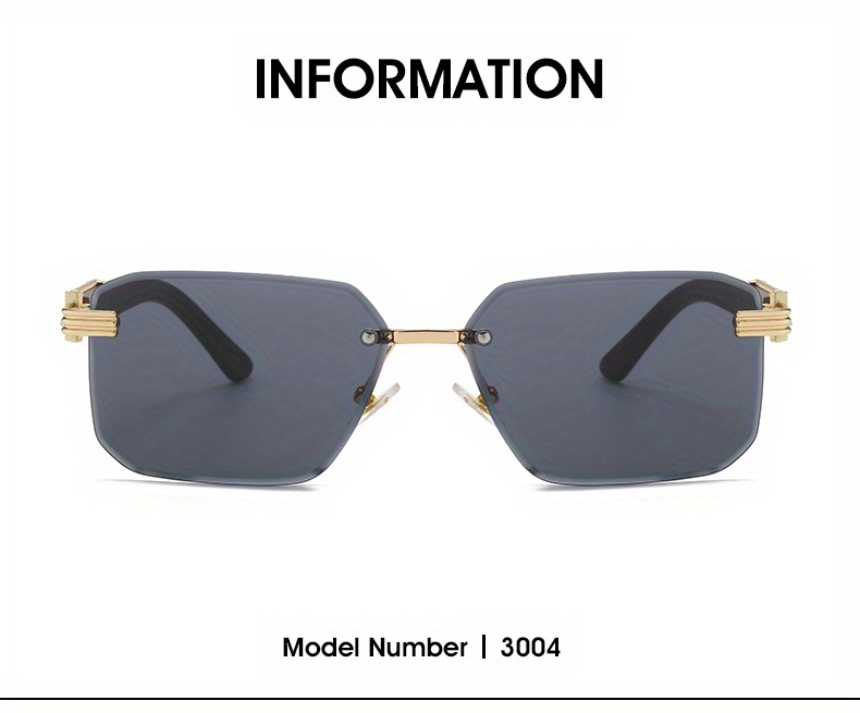 Rimless sunglasses men women gold temples red lenses Pif wear Slim 6