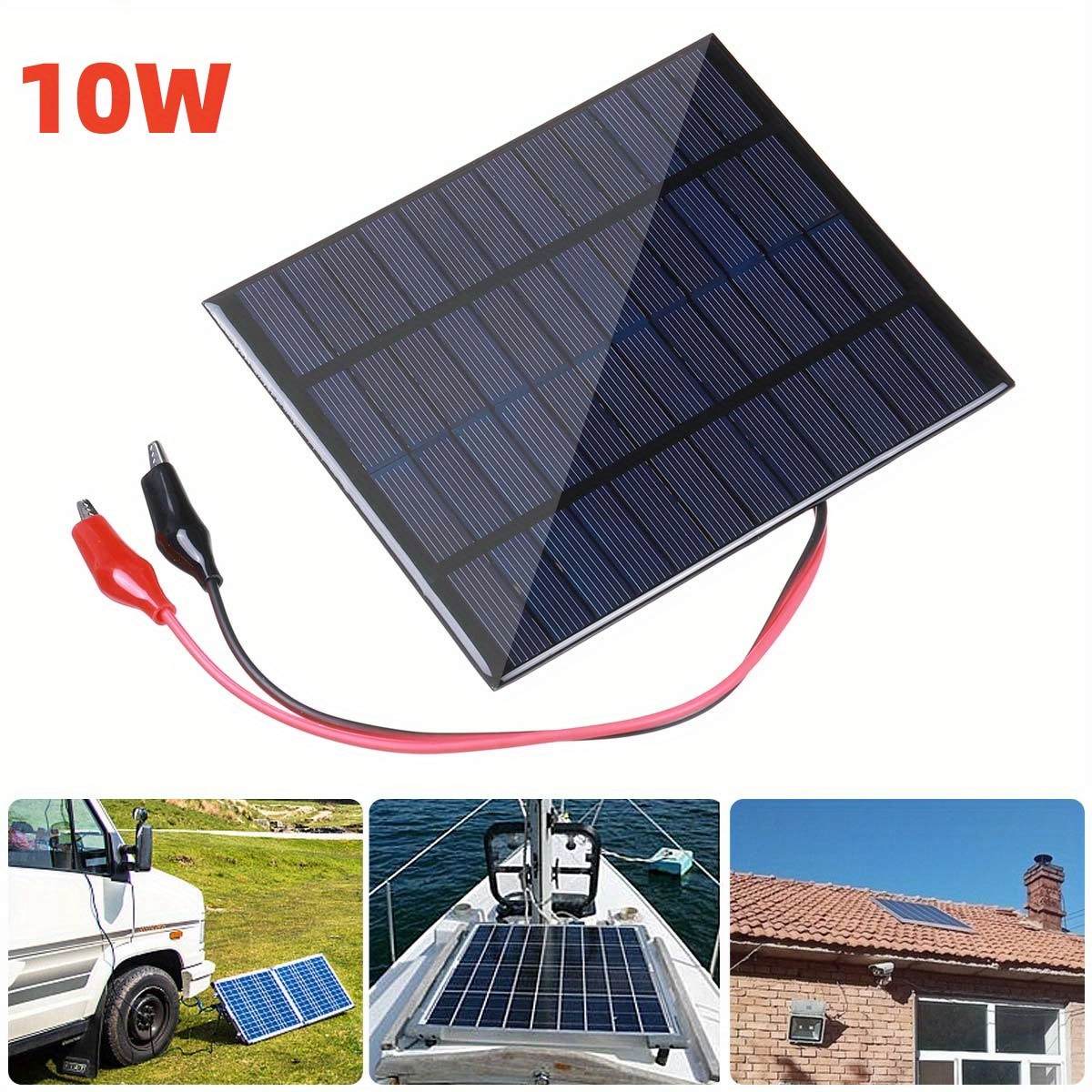 1pc, 10W 10Watt 12V 166MA Solar Panel With Wire Mini Solar System DIY  Monocrystalline Module Battery For Battery Cell Phone Charger