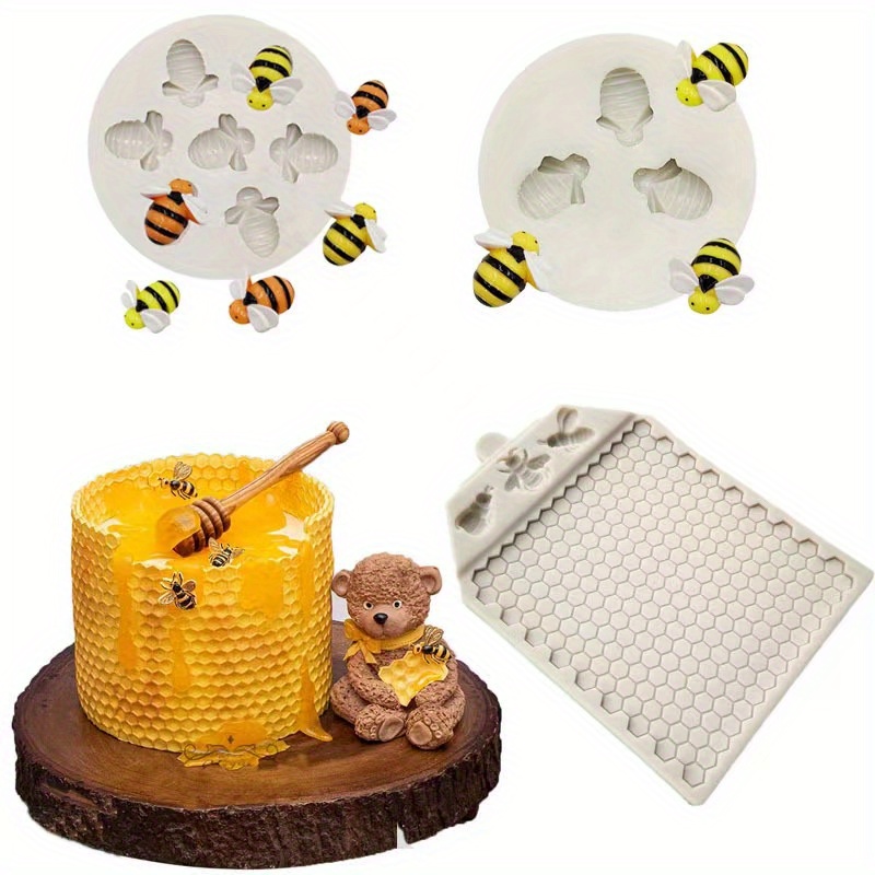 Cute Honey Bee Fondant Mold 3d Silicone Honeycomb Candy Mold