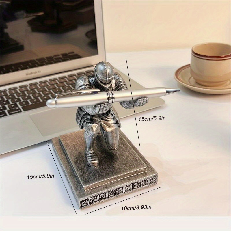 Latitude Run® Knight Pen Holder Cool Pen Holder For Desk Magnetic Resin Ornaments  Desk Decor Accessories Organizer