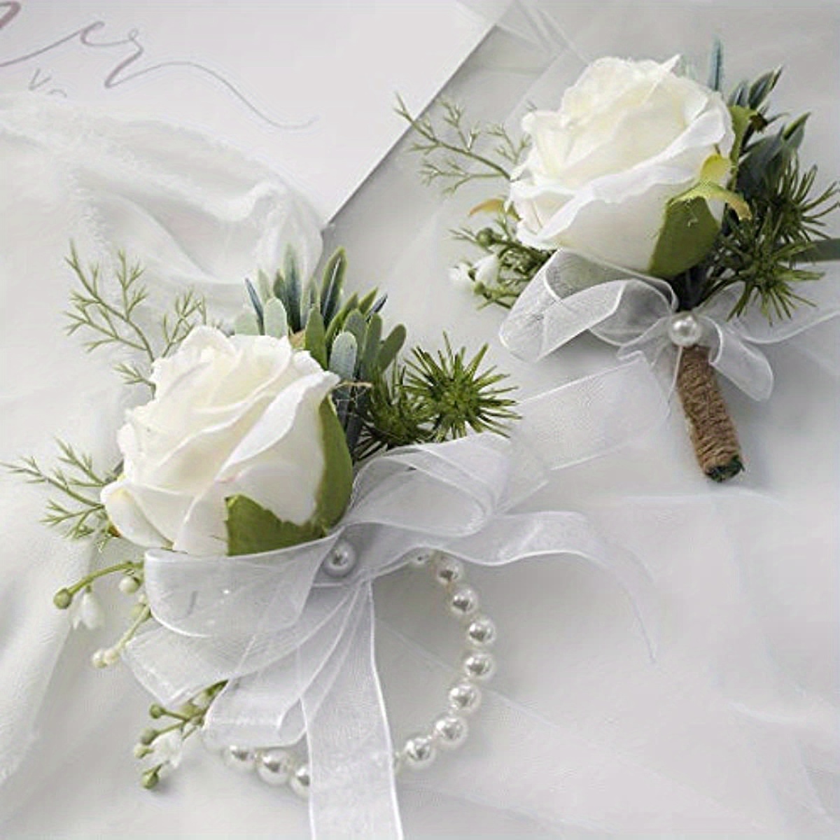 Wrist Corsages For Wedding Artificial Silk Foam Rose Wrist - Temu