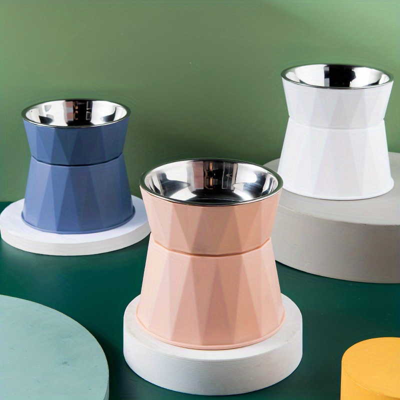 

Cat Food Double Bowl: Neck Protection & With Stainless Steel!