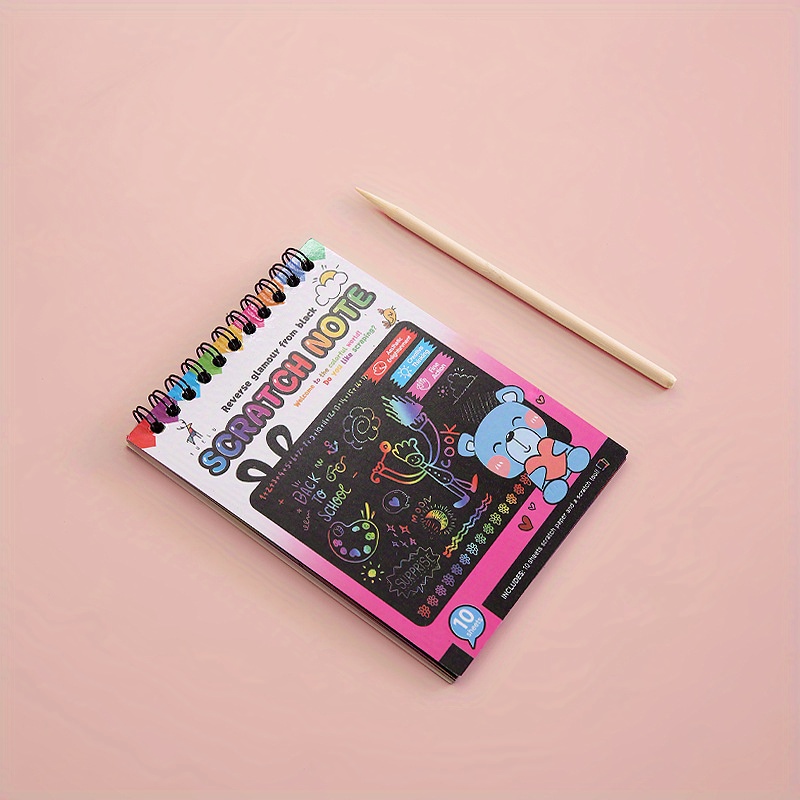 Small 10*14 cm Magic Color Rainbow Scratch Paper Note book Black