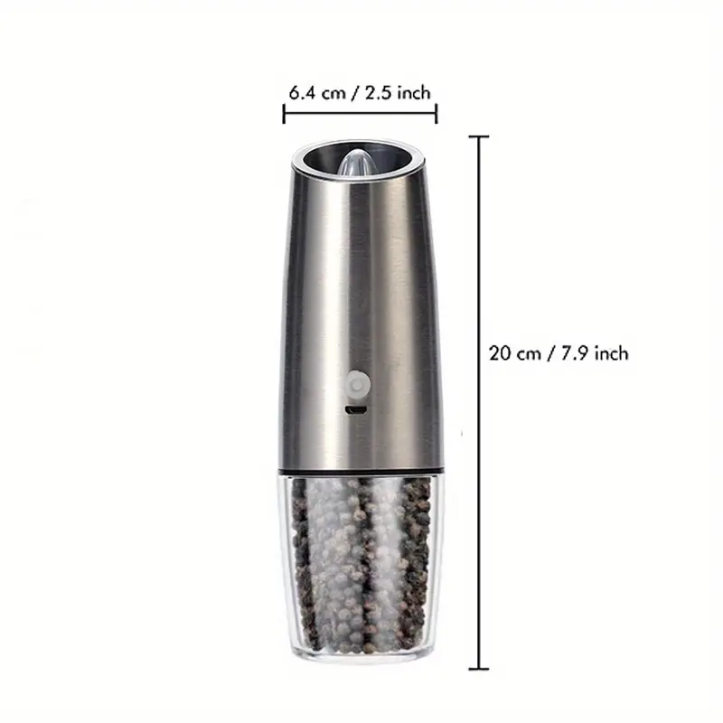1pc 2pcs pepper mill usb rechargeable gravity induction milling kit adjustable grinding roughness rechargeable battery powered coarse salt mill led light details 5