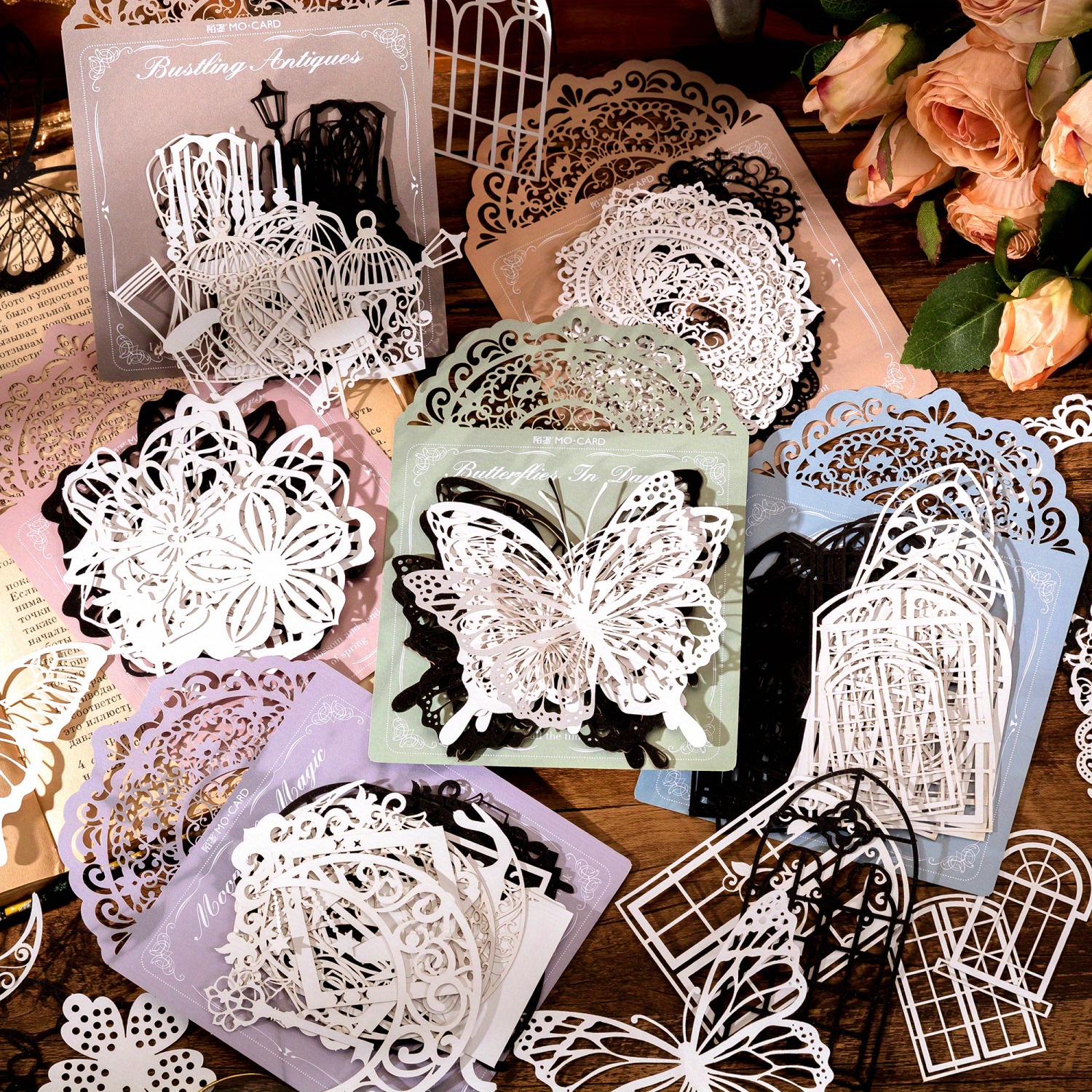 Vintage Cutout Lace Scrapbook Paper Frame Flowers Butterfly Temu