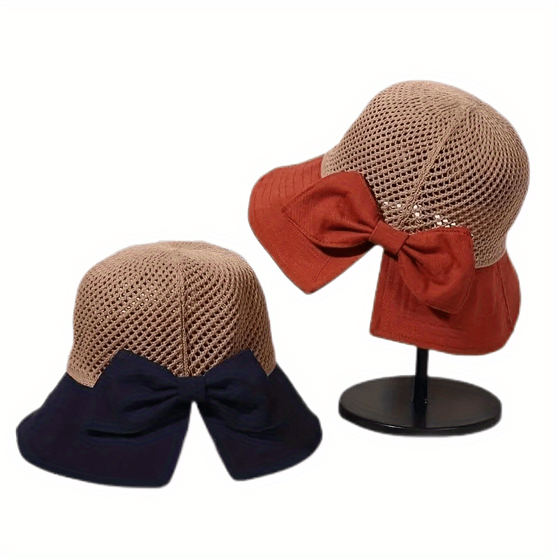 Crocheted Packable Hat with Bow