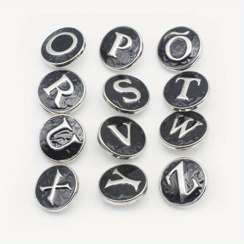 Capital English Letter Beads O-z Enamel Round Black Buckle Snap