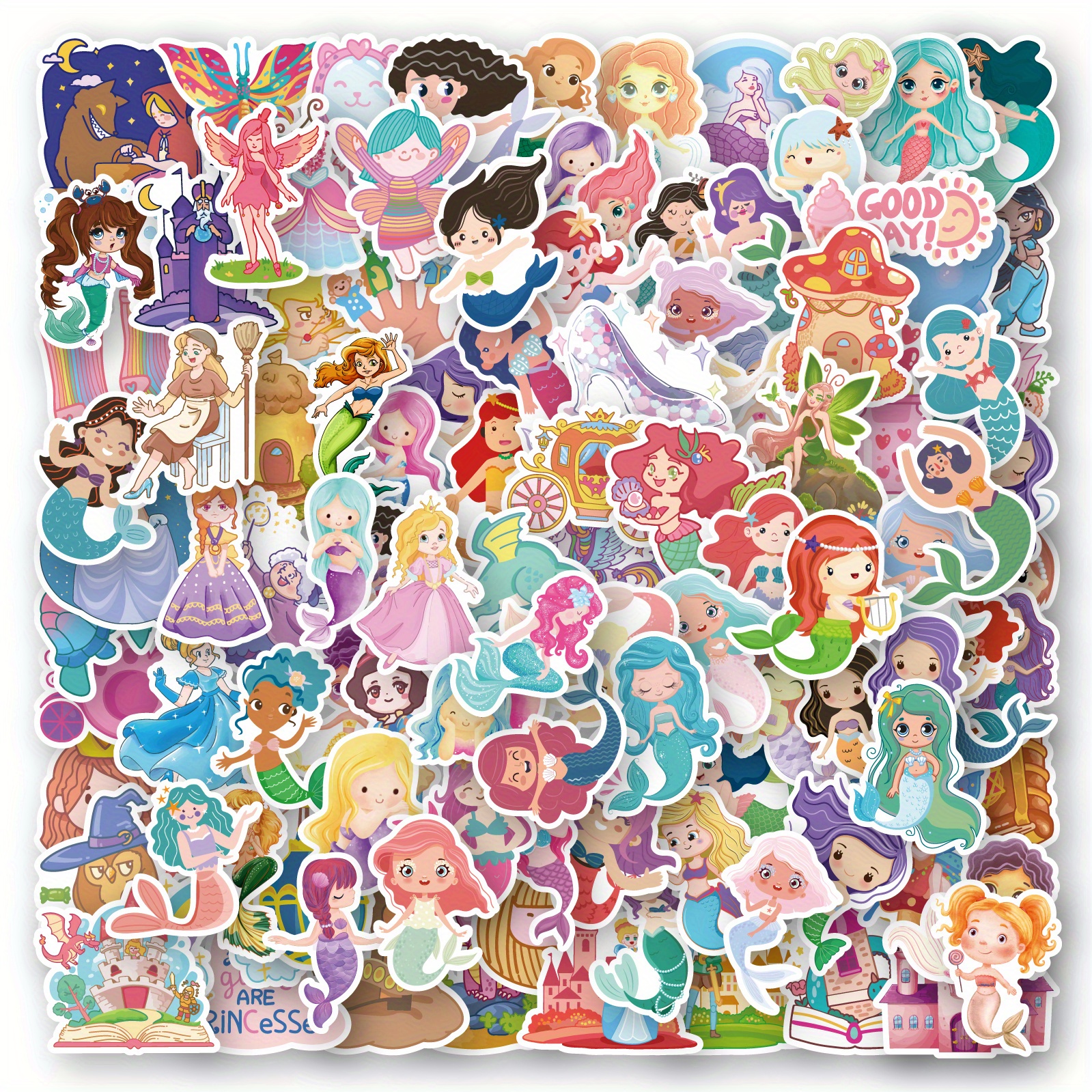 110pcs Mermaid Stickers Mermaid Princess Decals For Laptop Cups Water Bottles Mermaid Birthday