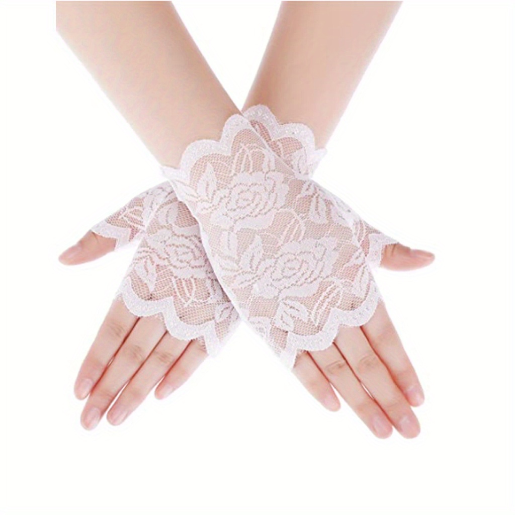 1pair Fashionable Ladies' Lace Fingerless Long Gloves, Perfect For