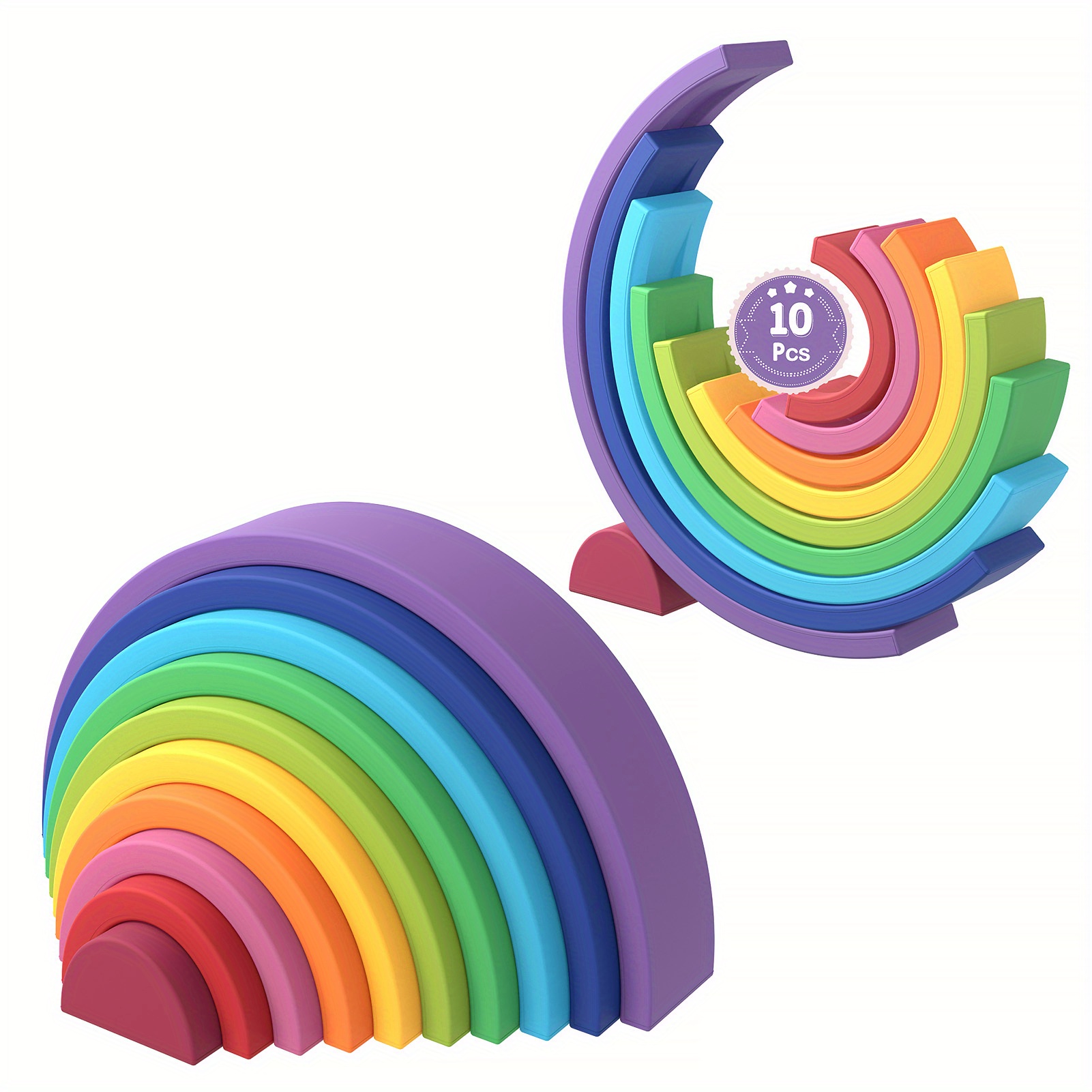 Rainbow Stacking Toy Bpa Free Silicone Rainbow Stacker Kids Temu New