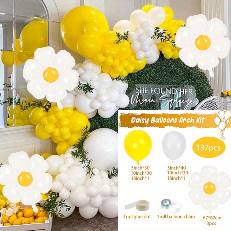 Yellow And White Flower Balloon Set Perfect For Outdoor - Temu