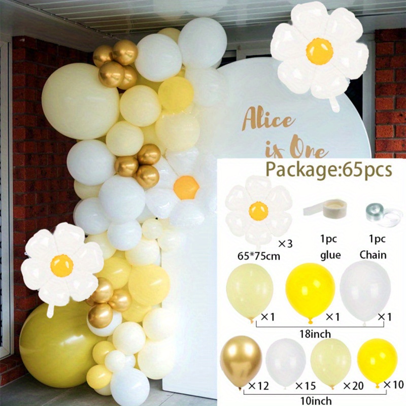 White and Yellow Flower Balloon Kit, Flower Backdrop, Floral Balloon Set  in 2023