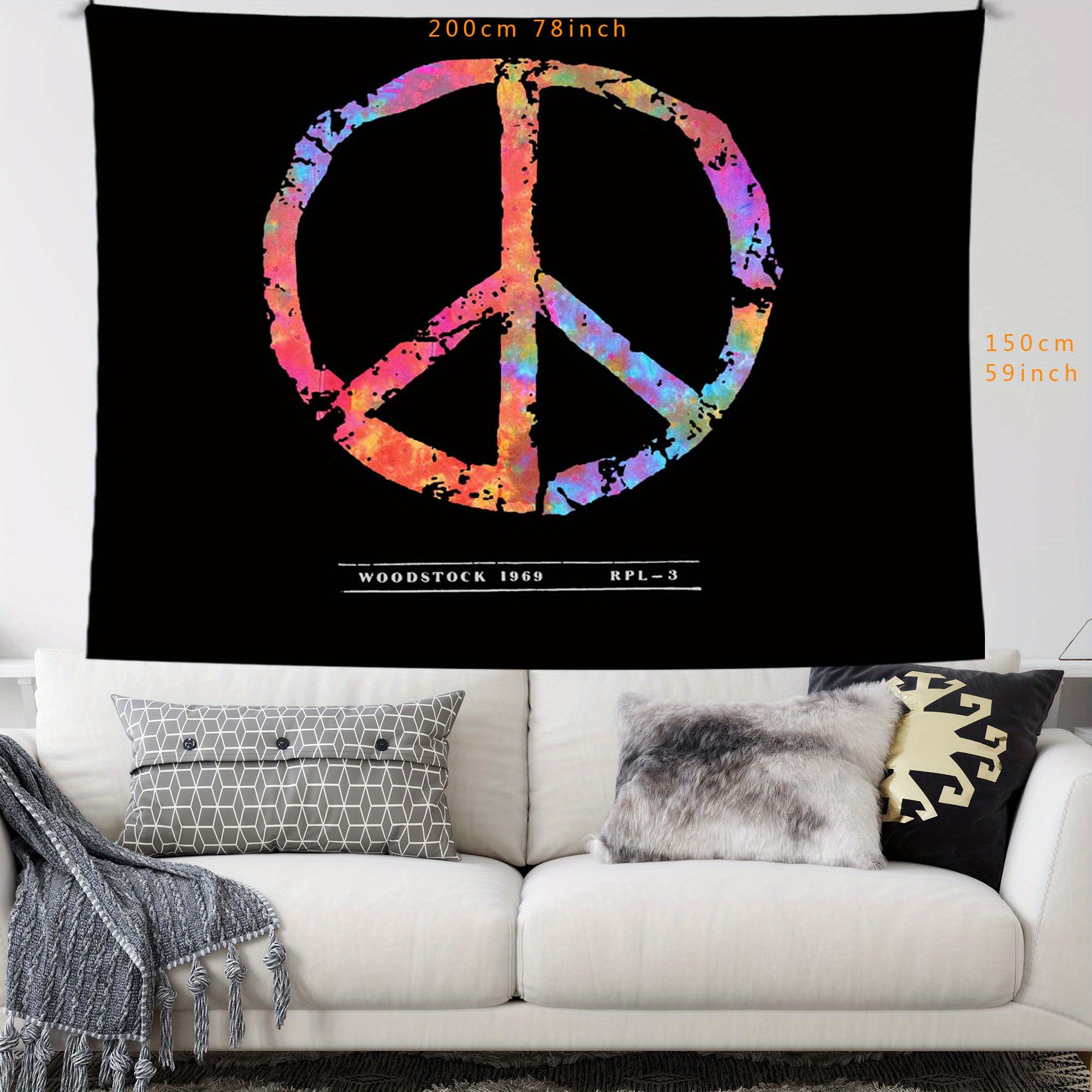 Peace Sign Floral Tie-Dye Small Tapestry