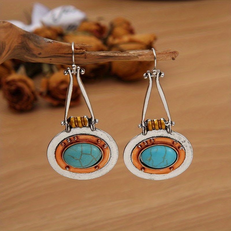 Oval Turquoise Dangle Earrings - Cosmic Serenity Shop