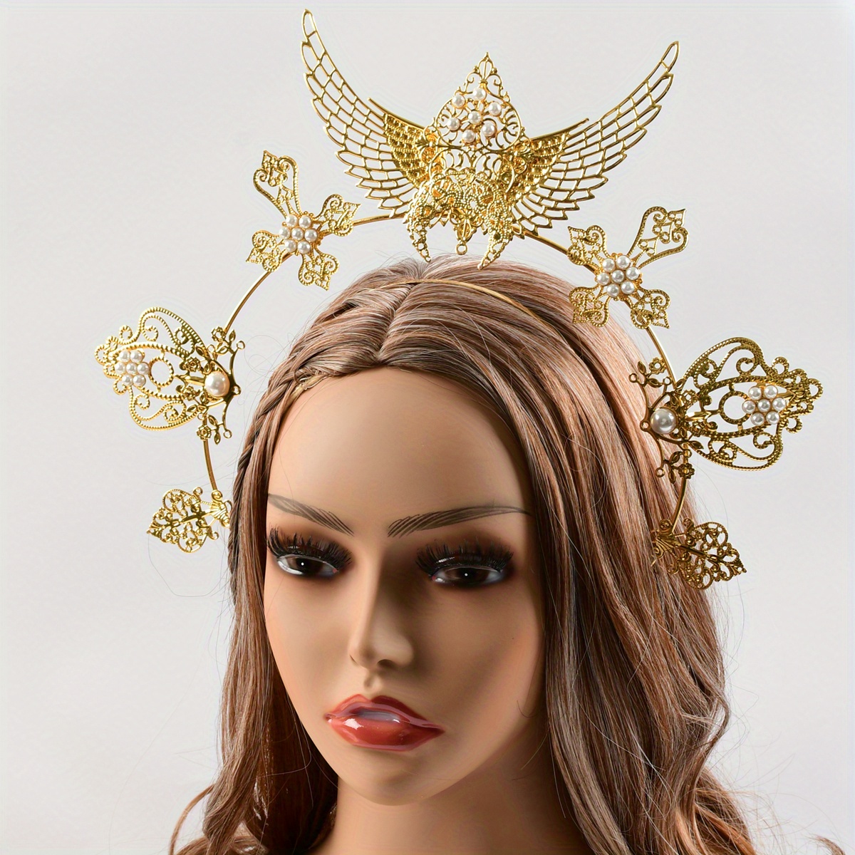  Abaodam 4 Pcs Our Lady's Headband Decorative Hairband Gold  Headband Gothic Tiara Goddess Headband Virgin Headband Crowns for Women  Gold Stars Bride Photo Accessories Common Metal : Beauty & Personal Care