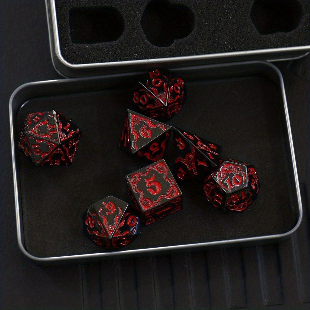 Luxury Set Metal Eyes Dragon Dnd Dice Set Polyhedral Board - Temu