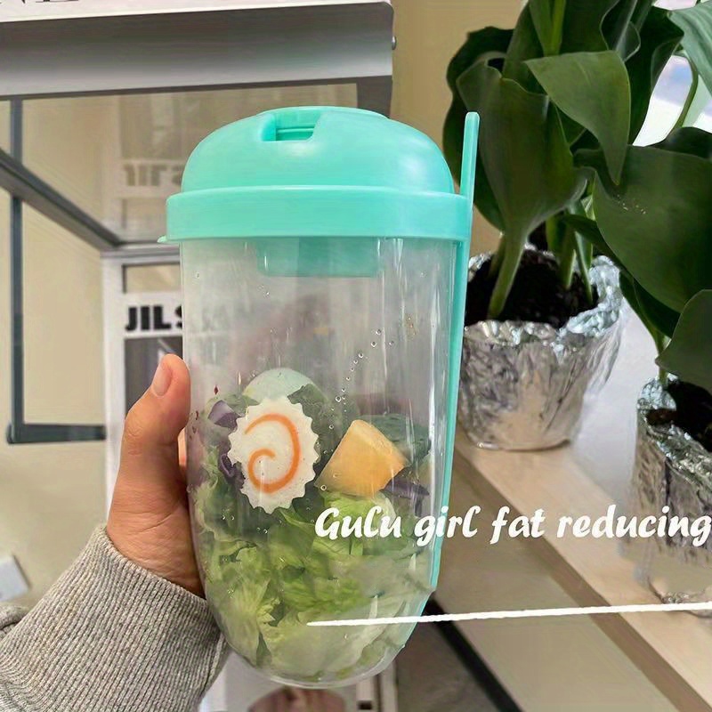 GFZYLQ Keep Fit Salad Meal Shaker Cup,Salad Container for Lunch, Portable Fruit and Vegetable Salad Cups Container with Fork & Salad Dressing Holder