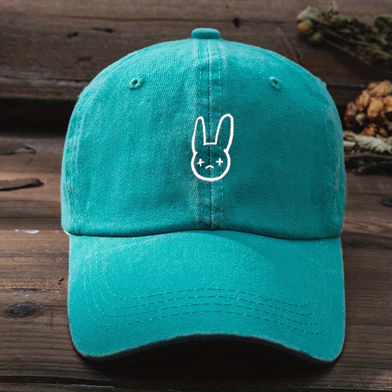 Bad Bunny Vintage Baseball Cap Embroidered Cotton Adjustable Distressed Dad  Hat