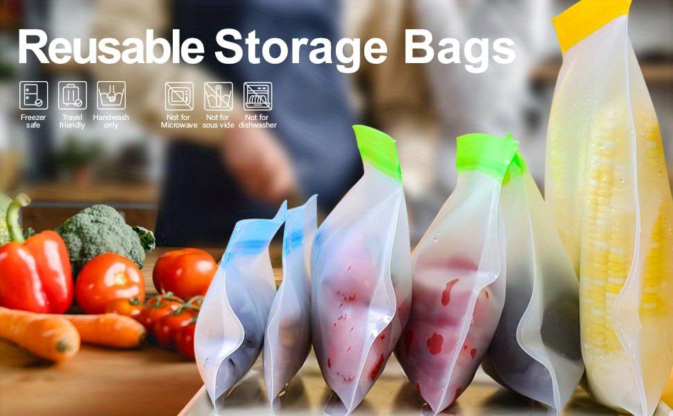 Reusable Bpa Free Gallon Freezer Bags, Super Thickened Leak Proof Silicone  And Plastic Storage Bag, For Curing Meat, Grains, Sandwiches And Snacks,  Home Kitchen Supplies - Temu