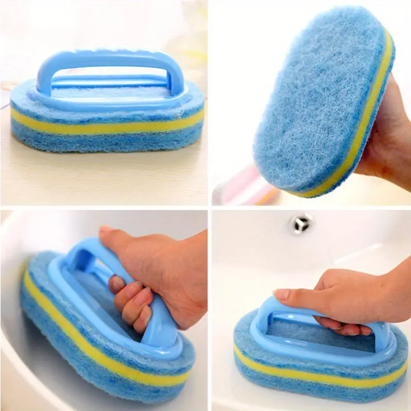 1pc kitchen sponge wipe with handle cleaning brush bathroom tile glass cleaning sponge thickening stain removal clean brush details 5