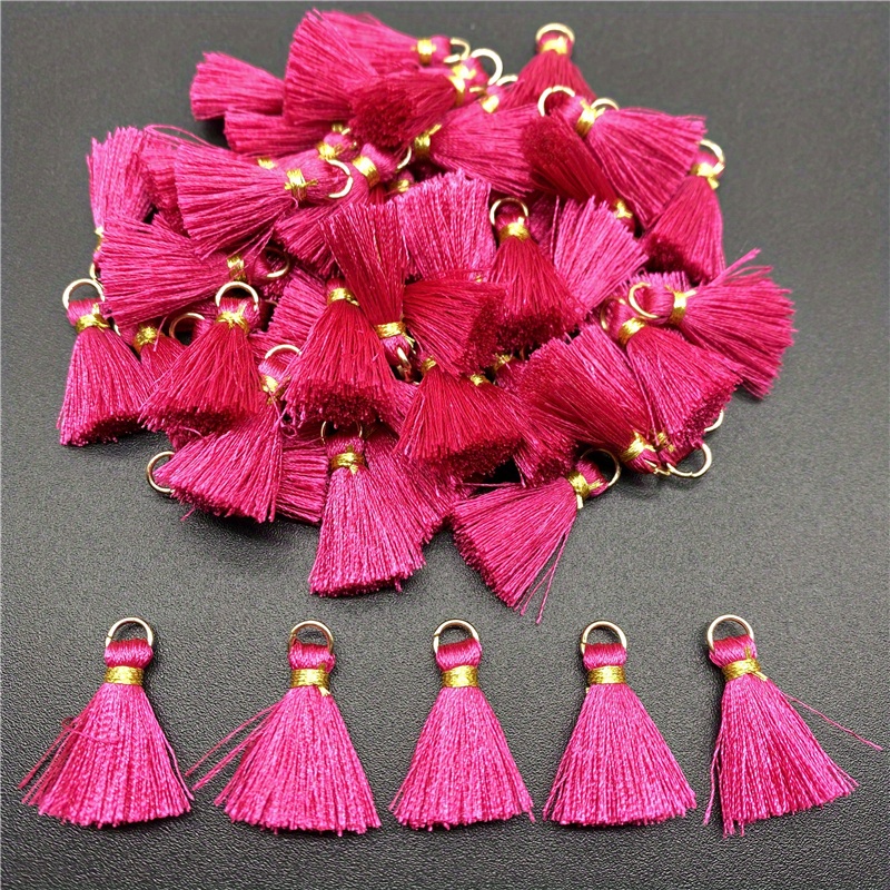 Ounissouiy Borla de flecos elegante de poliéster para costura y confección  Borla de flecos para coser rojo púrpura 6 Rojo purpura seis 2Conjunto