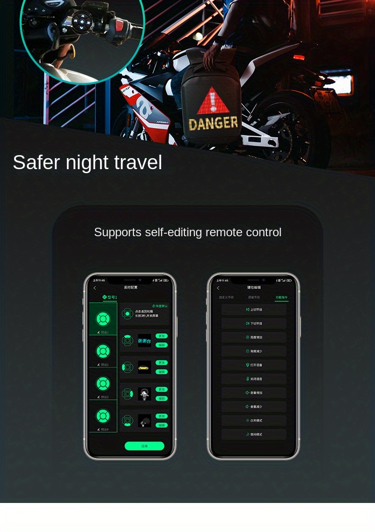 1pc led wifi version smartphone controlled led screen dynamic stylish dazzling 3 0 waterproof backpack for motorcycle laptop cycling backpack details 19