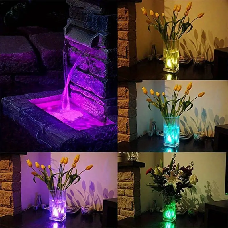 1pc 6pcs 10pcs battery powered rgb submersible led light waterproof underwater led light with remote control night light for fish tank pond wedding party light parts accessories details 5