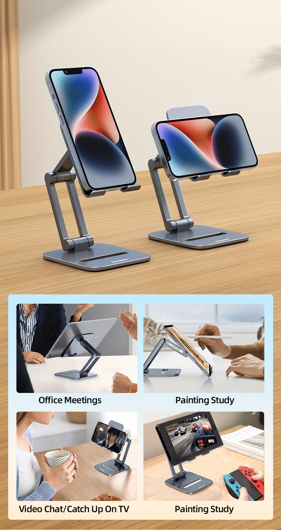 Phone Holder Desk Mobile Phone Stand Foldable Metal Temu Australia