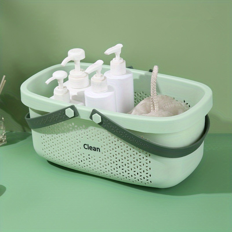1pc Portable Bath Tub Basket, Bathroom Storage Basket, Plastic