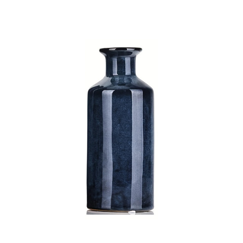 E-shop 1 Stück Moderne Keramikvase Für Heimdekoration, Glasierte Textur, Rustikale Blaue Und Weiße Dekorative Vase Für Kamin, Tisch, Küche,