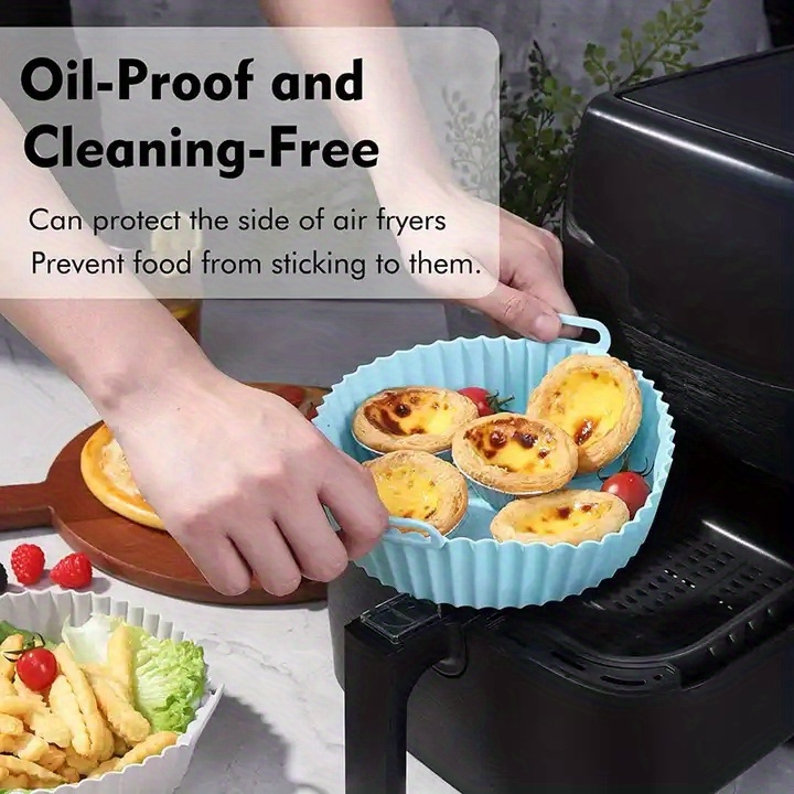 Silicone Air Fryer Pot With Rubber Oven Gloves Oil Brush - Temu