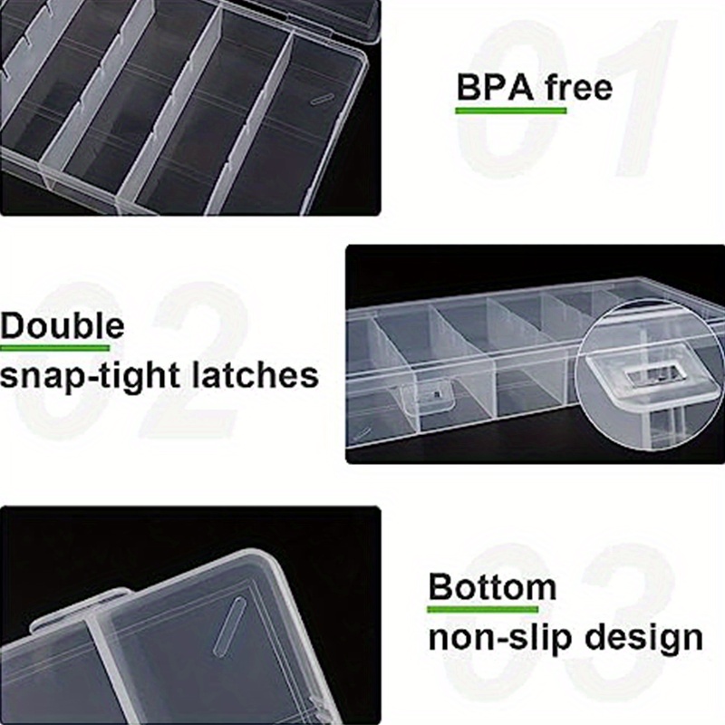  Organizer Box, 5 Grids Clear Visible Plastic