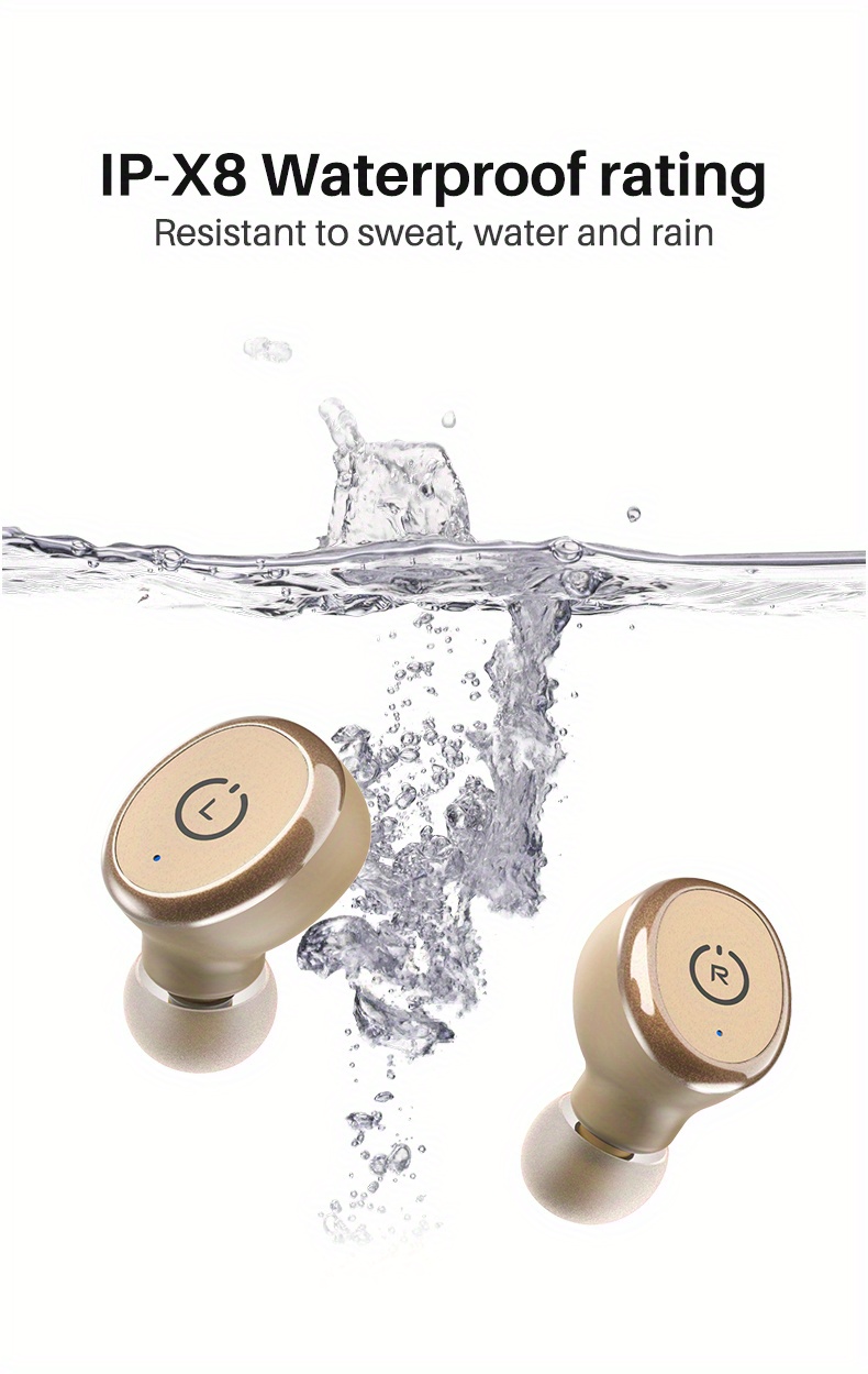 TOZO Wireless 5.3 Fones de ouvido sem fio com estojo de carregamento sem fio Fones de ouvido estéreo no ouvido Fone de ouvido com microfone integrado Som premium com graves profundos para esportes,_voghion.com