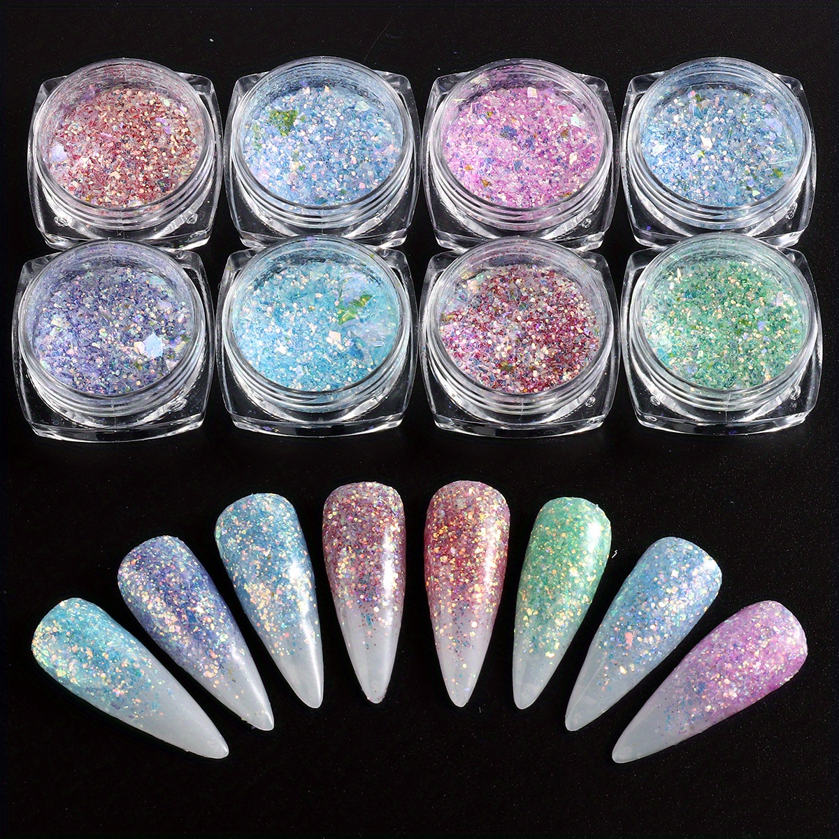 6 Can Holographic Nail Art Sequins,6 Color Mermaid Nail Flakes,Hexagon  Chunky Nail Glitter Sequin For DIY Nail Art Decoration Phone Case Decoration