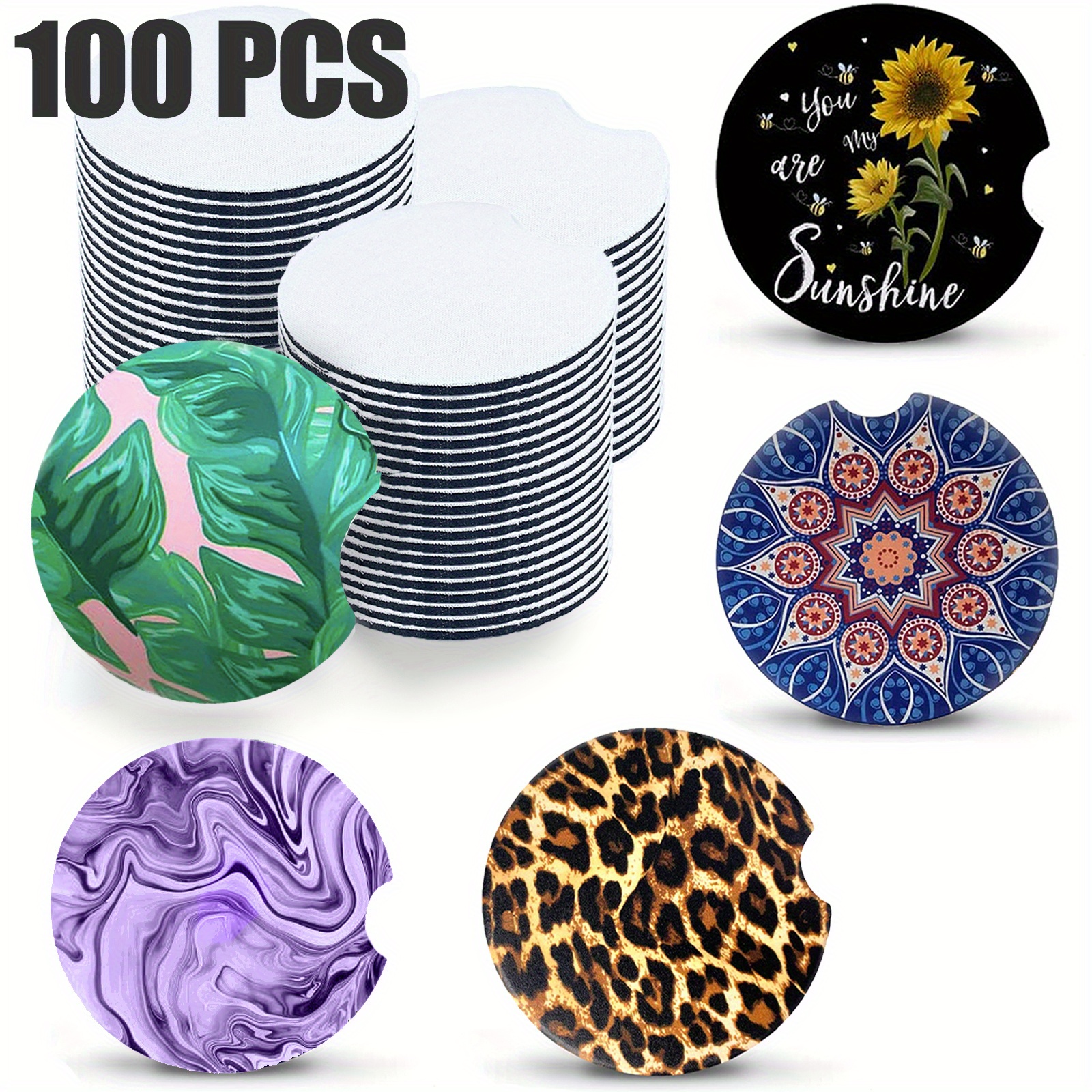 50pcs Car Coasters Sublimation Car Coasters Heat-resistant Car