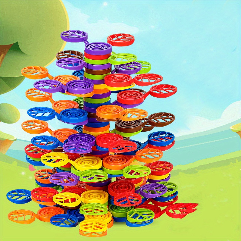 60-Piece Rainbow Tree Stacking Toy - A Fun Balance Game Building Toy For  Kids Ages 3-8 - Perfect Preschool & Kindergarten Educational Montessori Toy  F