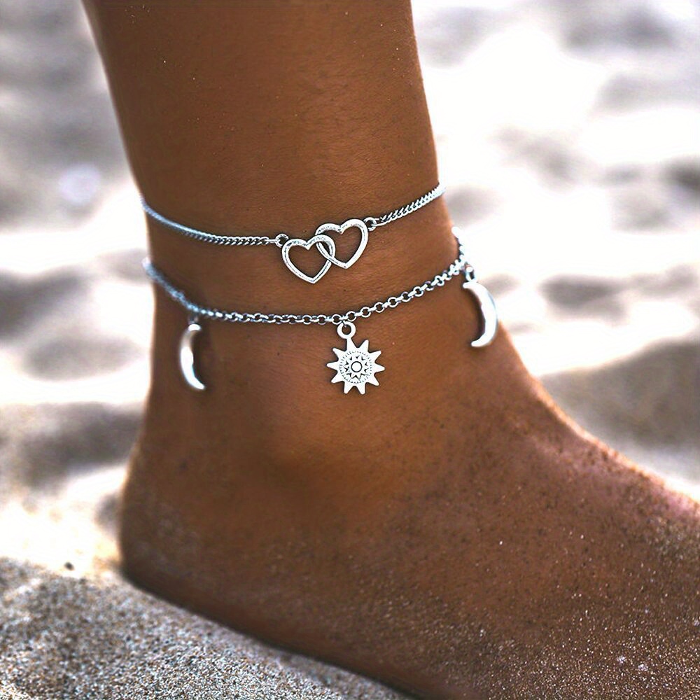 heart anklet tattoos