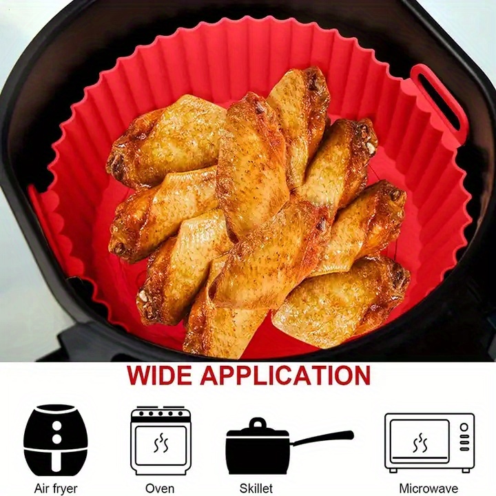 Silicone Air Fryer Pot With Rubber Oven Gloves Oil Brush - Temu