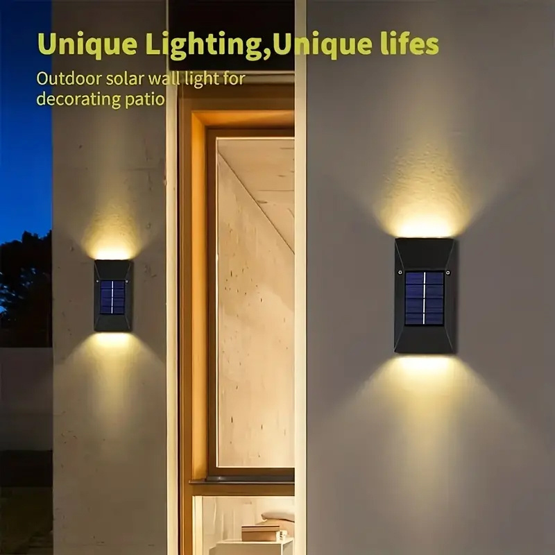 2 Pièces Appliques Solaires Haut Et Bas Lampes Solaires étanche Intérieur  Extérieur LED Applique Murale Pour Jardin Patio Garage Allée Voie 