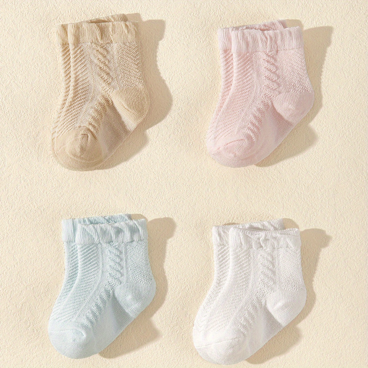 Summer Mesh Socks, Four-pair Pc, Children's Ankle Socks, Unisex Mid-calf Socks