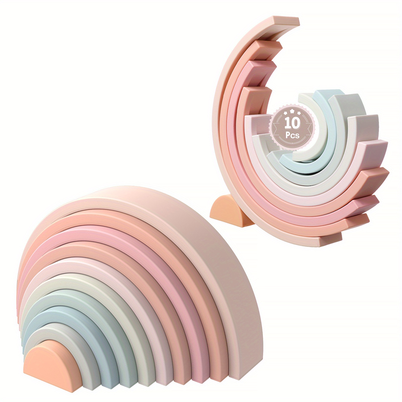 Rainbow Stacking Shapes- Wooden Montessori Toy for Babies, Toddlers to  Learn Colors, Shapes and Patterns by Hey! Play! - Multi - Bed Bath & Beyond  - 27415891