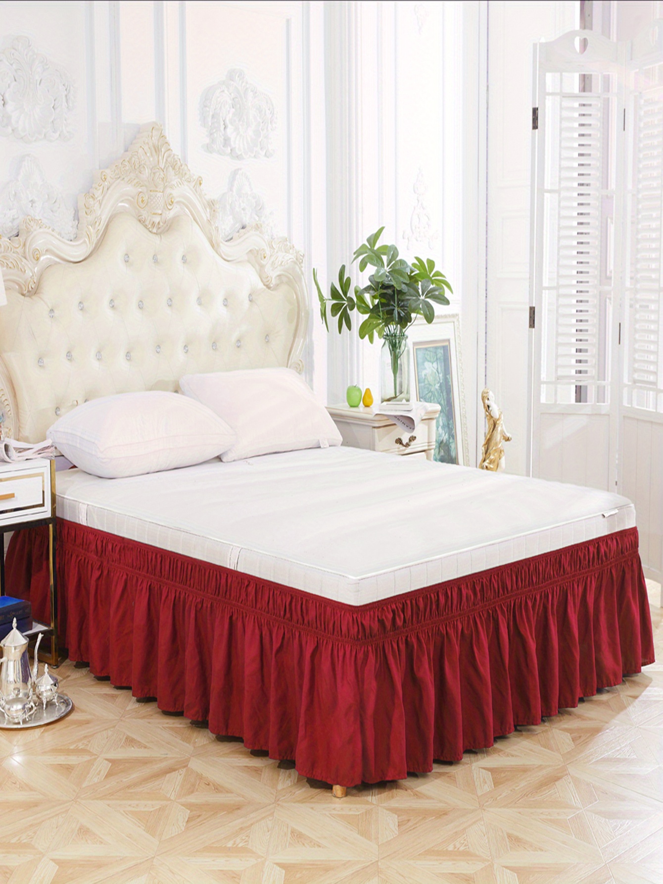 1pc   elastic bed skirt bed skirt soft bedding supplies lotus leaf   bed skirt comfortable     bed skirt for bedroom   details 11