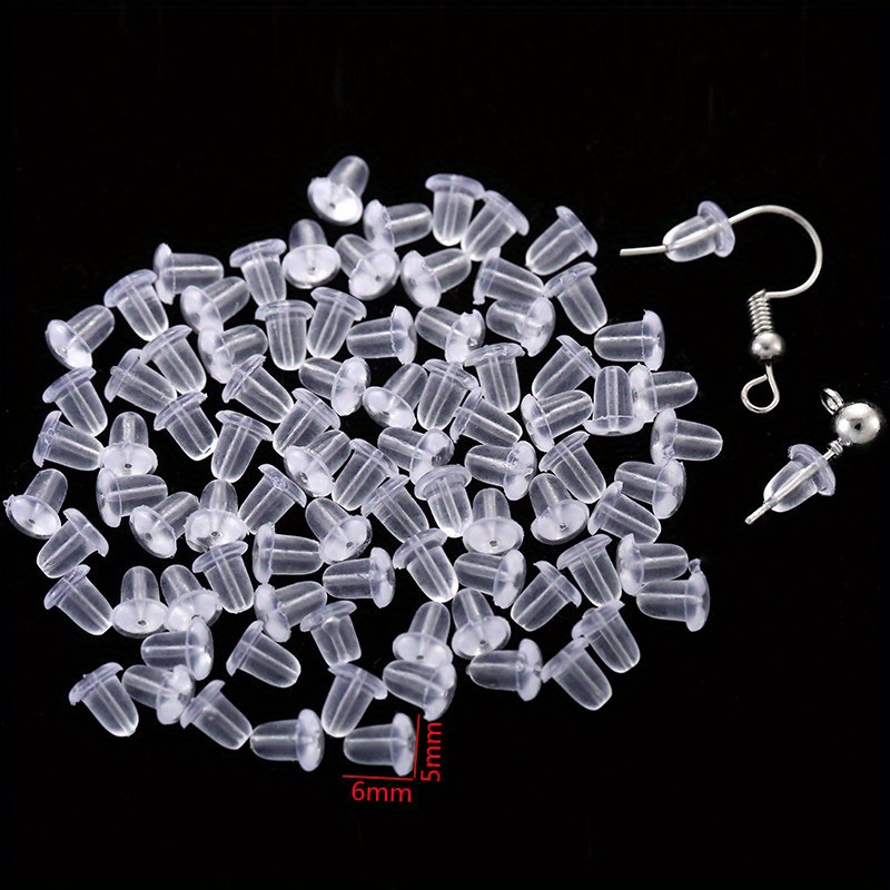 200pcs Silicone Earring Backs With Clear Rubber Stoppers For Diy Jewelry  Making Accessories