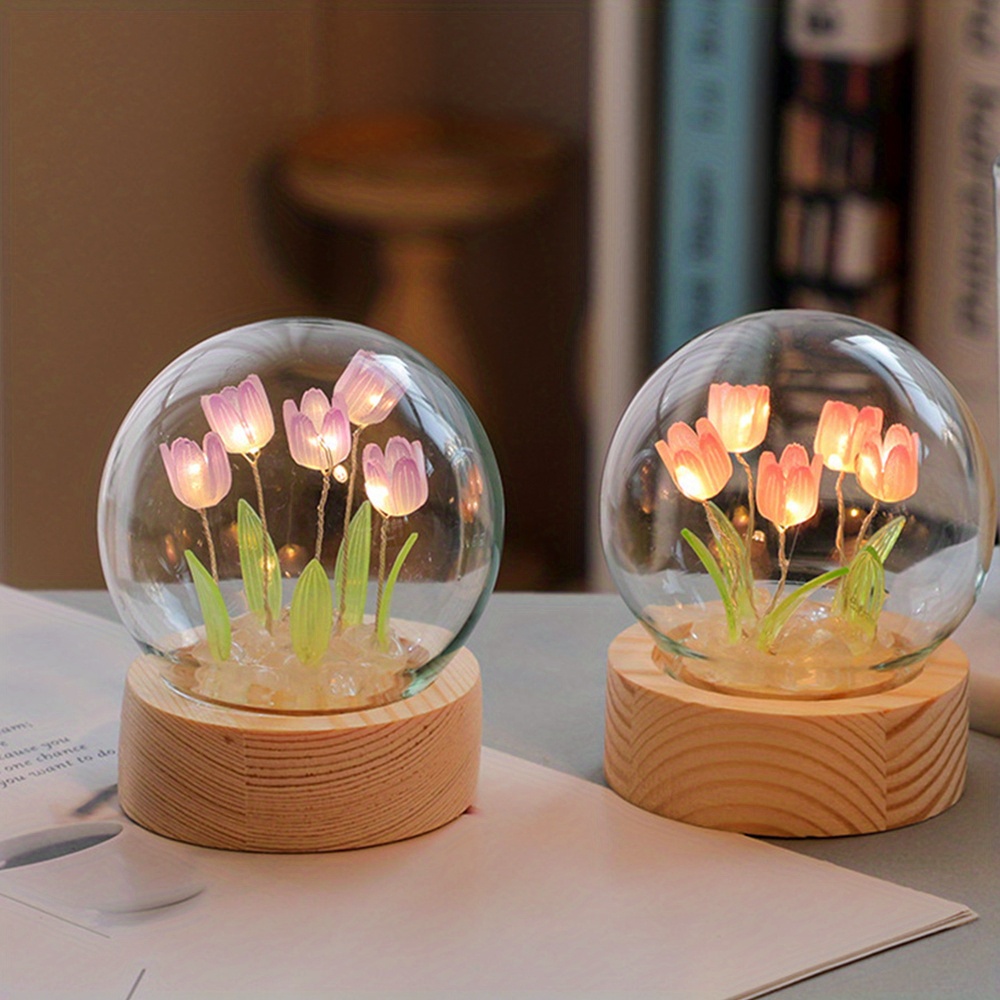 1/2 Pezzi Fatti A Mano Tulipano Luce Notturna, Decorazione Domestica Fai Da  Te Simulazione Fiore Camera Da Letto Lampada Da Tavolo Per Bambini Ragazza  Coppia Amici Regalo Atmosfera Decorazione Ornamenti Da Scrivania