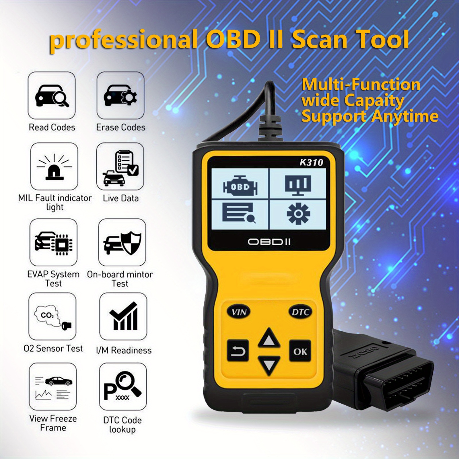 V310 OBDII EOBD Code Reader Automobile Diagnostic Scanner For All