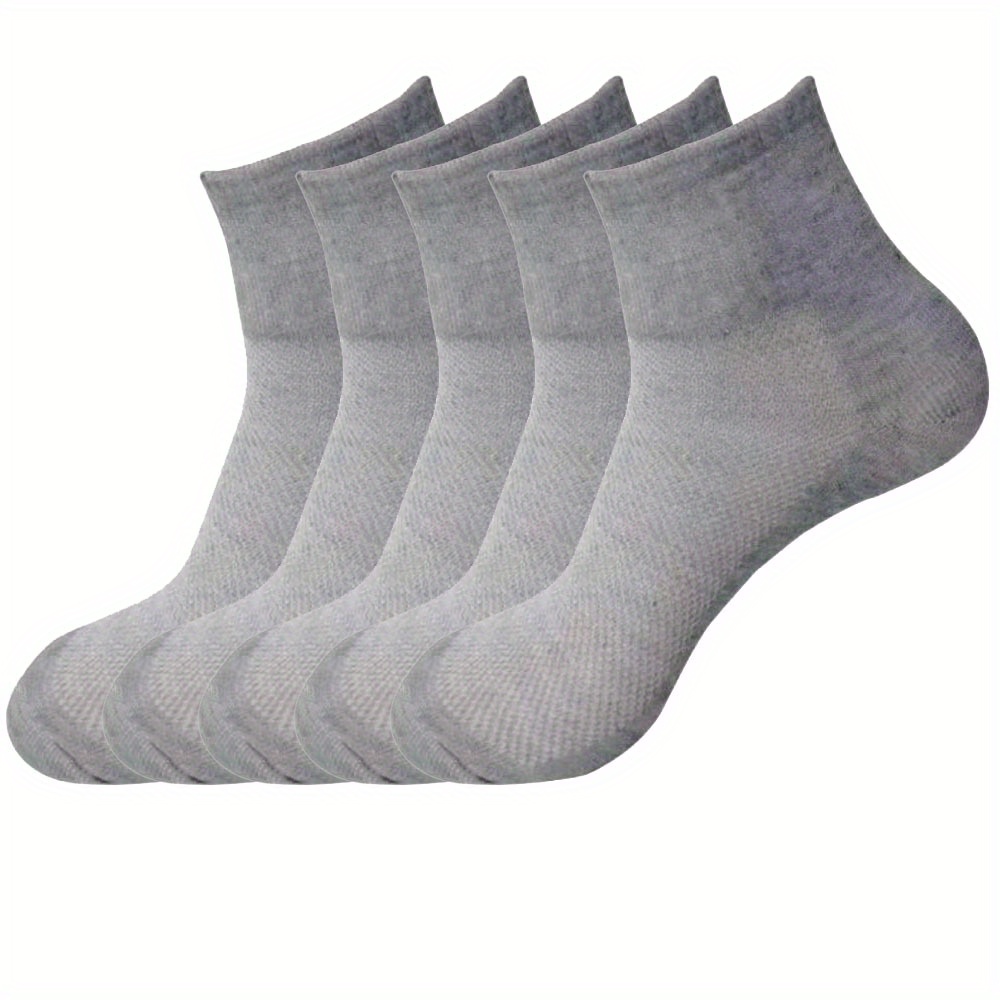 5 Pairs Men's Mesh Crew Socks Soft Winter & Autumn Style