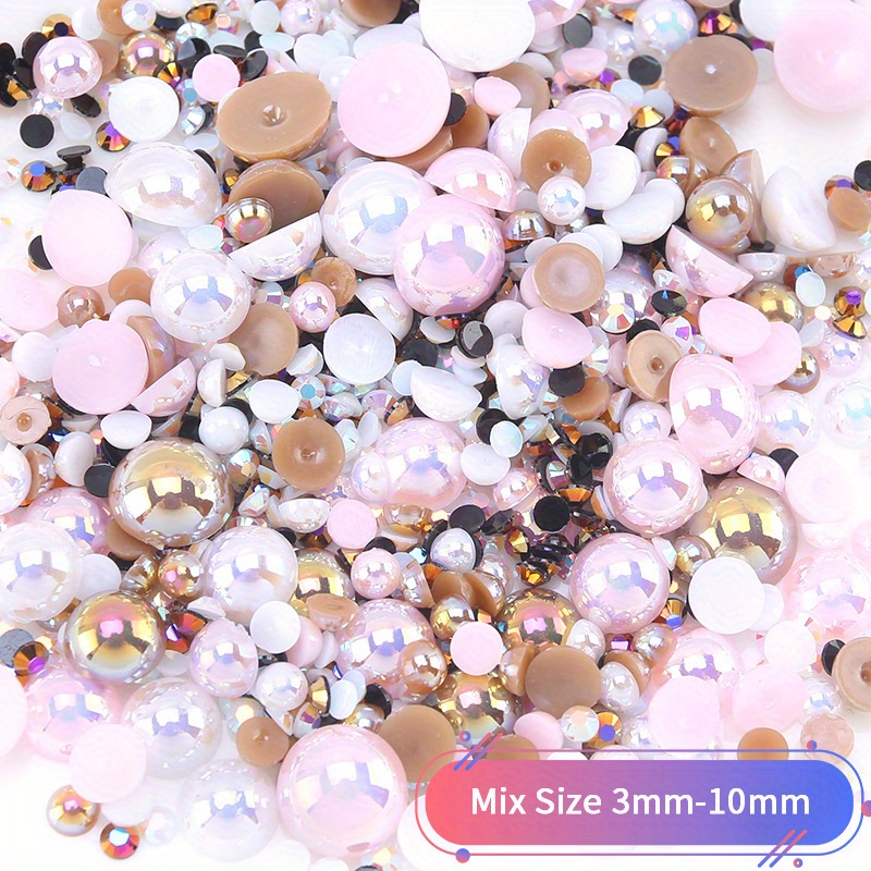  30g Half Pearl Rhinestones for Crafts Mixed Size 3mm