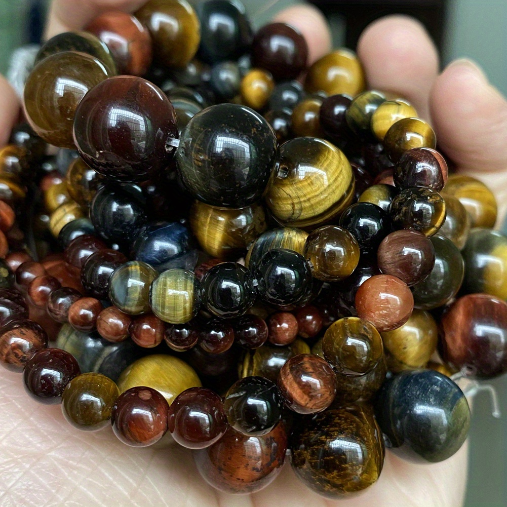  71PCS Tiger Eye Natural Stone Beads for Jewelry Making, Round  Loose Stone Beads for Bracelets Necklace Earring Making for Women Girls  Adults DIY Crafts (Mixed Size 6mm, 8mm, 10mm), Brown